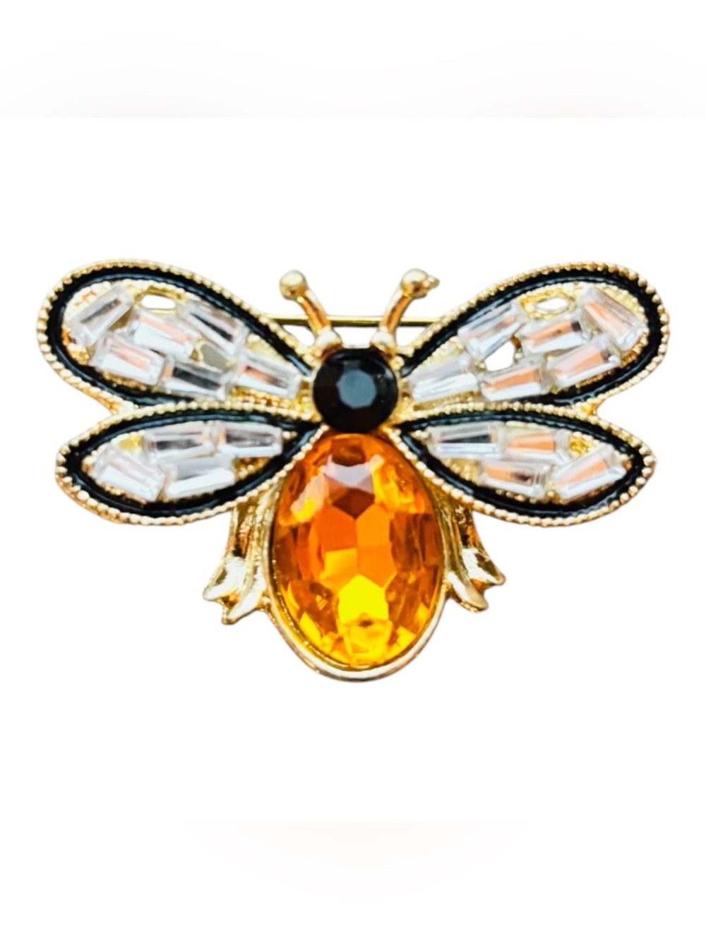 Vintage Bee Brooch - Gold, Amber and Black
